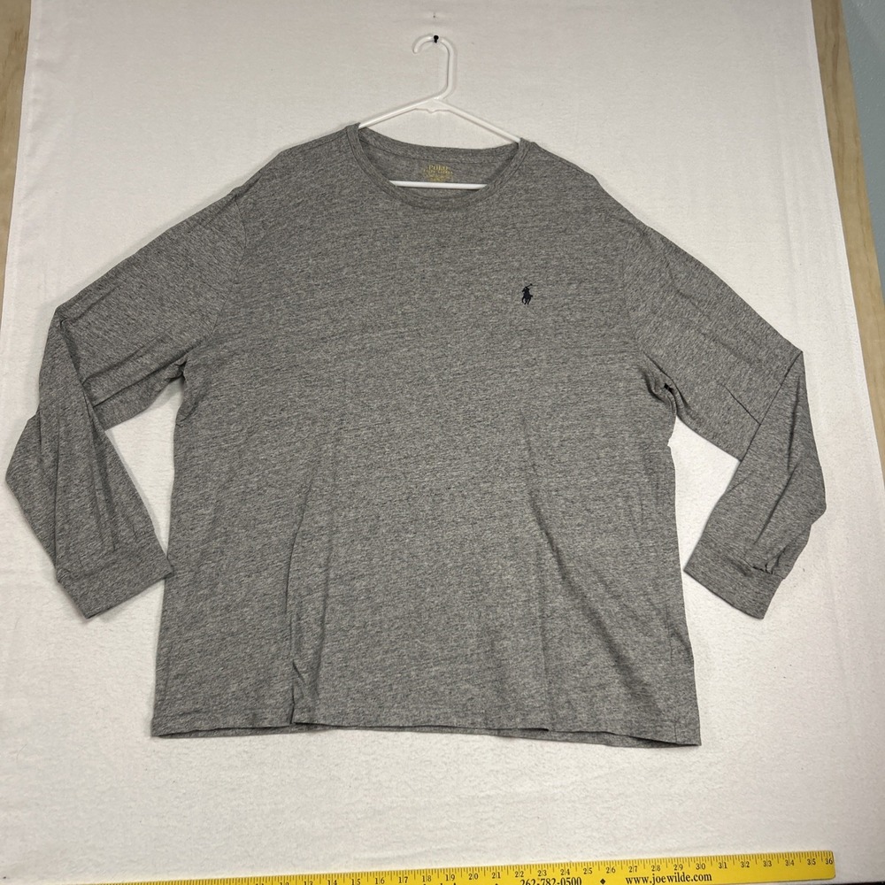 Polo Ralph Lauren Shirt Mens XL Gray Long Sleeve Horse Tee Classic Fit